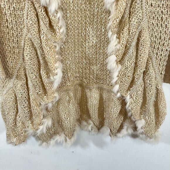 AXES FEMME rabbit fur trim knit open cardigan Womans Medium‎ - Picture 3 of 15